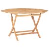 Folding Garden Table Solid Teak Wood – Octagonal, 120x120x75 cm