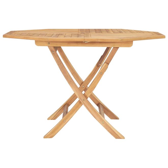 Folding Garden Table Solid Teak Wood – Octagonal, 120x120x75 cm