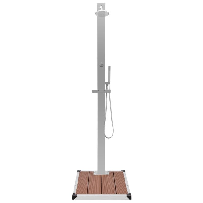 Outdoor Shower with Tray WPC Stainless Steel – Brown