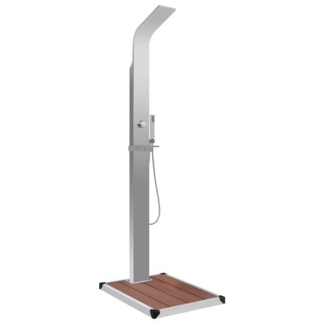 Outdoor Shower with Tray WPC Stainless Steel – Brown