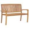 2-Seater Stacking Garden Bench Solid Teak Wood – 128.5 cm