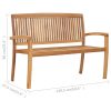 2-Seater Stacking Garden Bench Solid Teak Wood – 128.5 cm