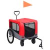 2-in-1 Pet Bike Trailer and Jogging Stroller – Red and Grey