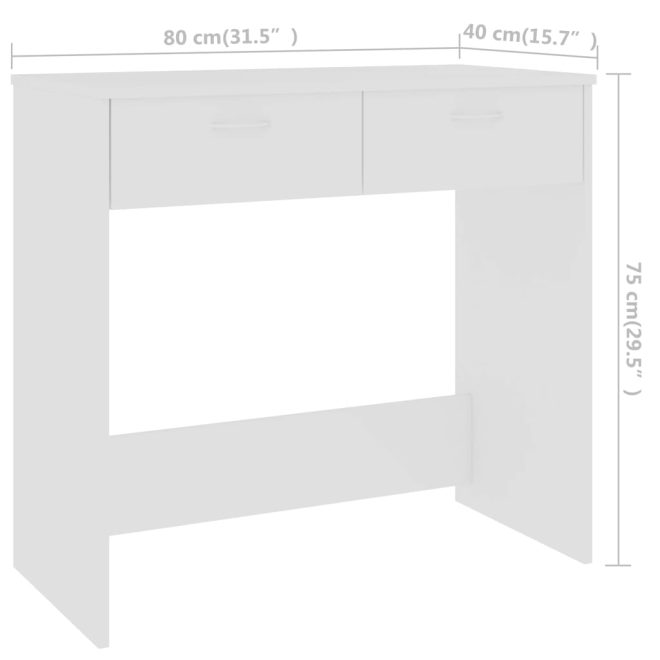 Desk 80x40x75 cm Engineered Wood – White