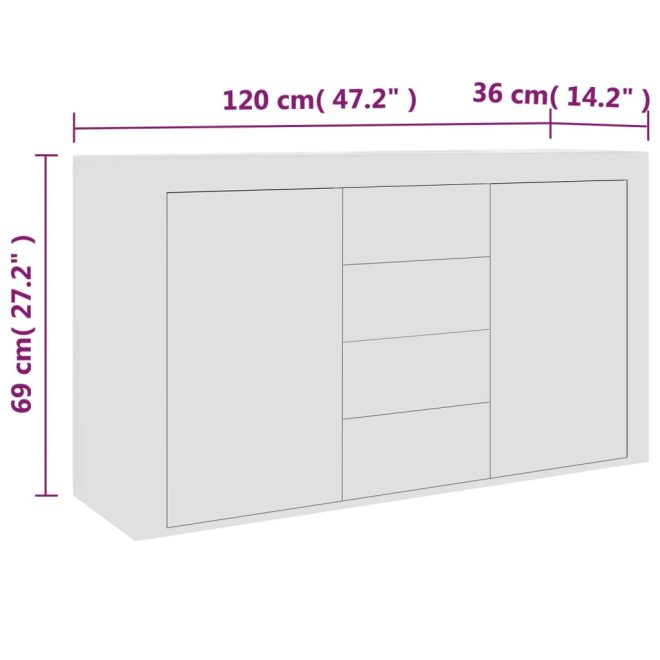 Sideboard 120x36x69 cm Engineered Wood – White