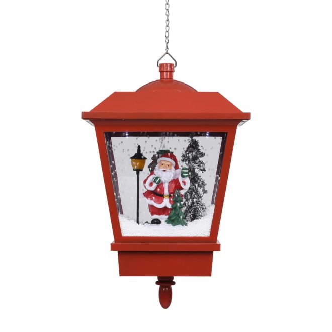 Christmas Hanging Lamp with LED Light and Santa Red 27x27x45 cm