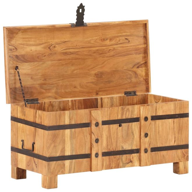 Chest 90x40x40 cm Solid Acacia Wood – Dark Brown