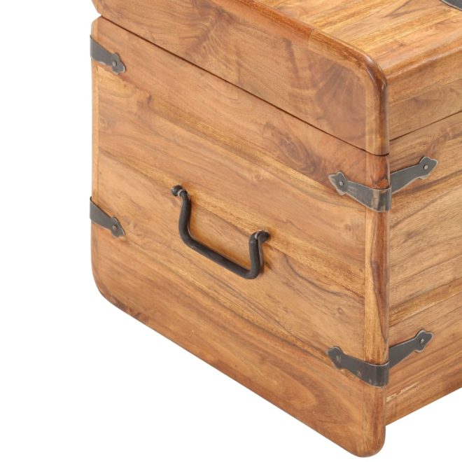 Storage Chest Solid Acacia Wood – 40x40x40 cm, Dark Brown