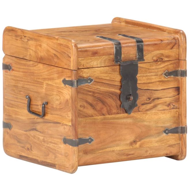 Storage Chest Solid Acacia Wood – 40x40x40 cm, Dark Brown