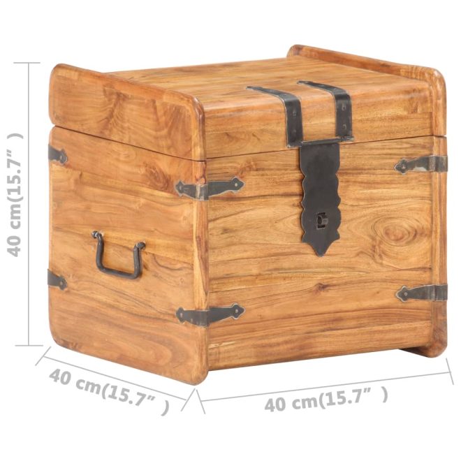 Storage Chest Solid Acacia Wood – 40x40x40 cm, Dark Brown