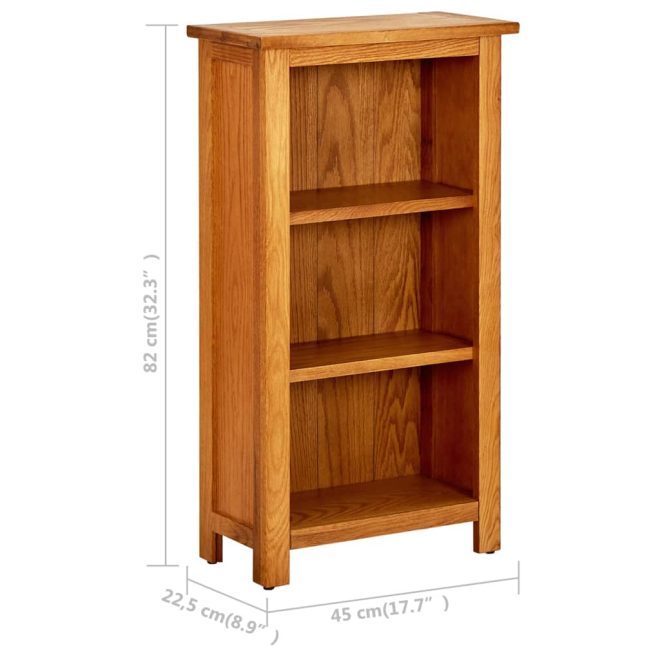 Bookcase Solid Oak Wood – 45×22.5×82 cm