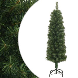 Slim Artificial Christmas Tree with Stand Green PVC