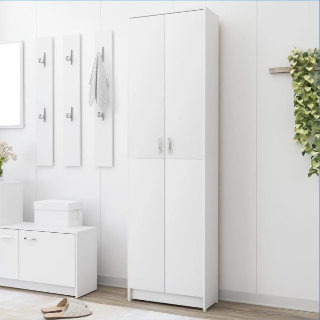 Hallway Wardrobe 55x25x189 cm Engineered Wood – White