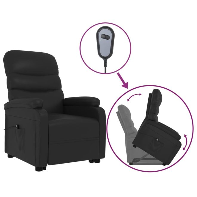 Stand-up Recliner Faux Leather – Black