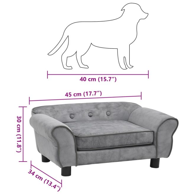 Dog Sofa 72x45x30 cm Plush – Grey