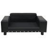 Dog Sofa 81x43x31 cm Plush and Faux Leather – Black