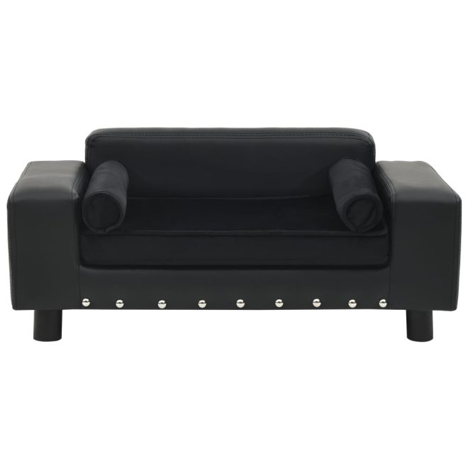 Dog Sofa 81x43x31 cm Plush and Faux Leather – Black