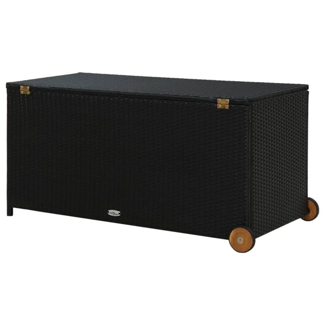 Garden Storage Box 120x65x61 cm Poly Rattan – Black