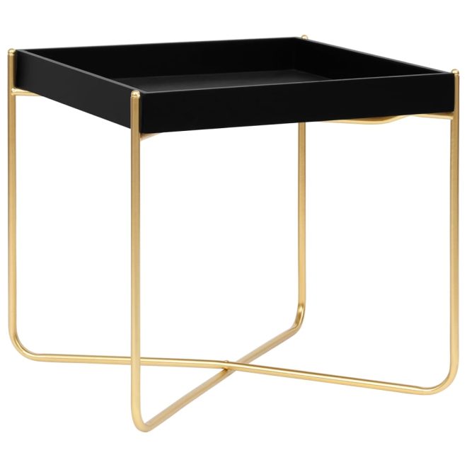 Delray Side Table Black and Gold 38x38x38.5 cm MDF