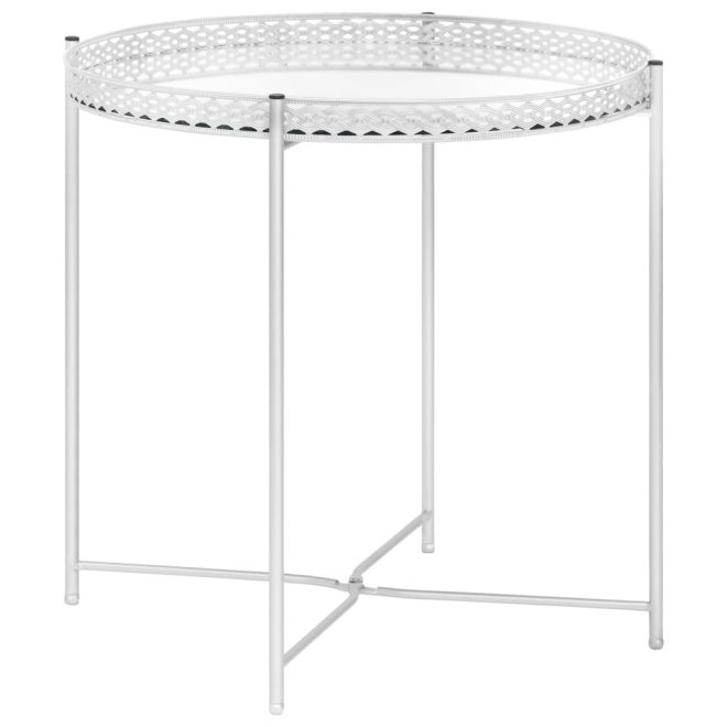 Sylacauga Side Table Silver 40x40x41 cm Glass