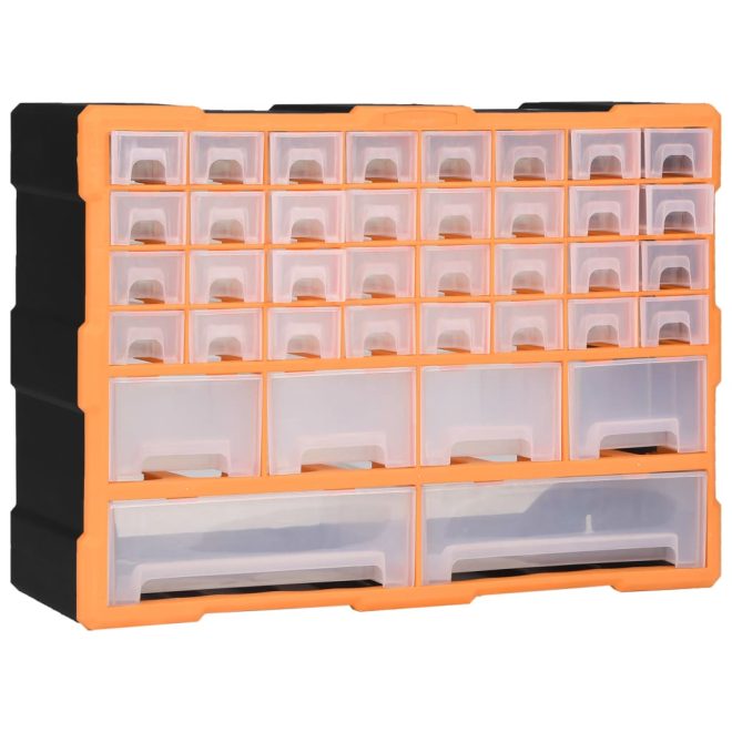 Multi-drawer Organiser with Drawers – 40 Drawers, Orange and Black