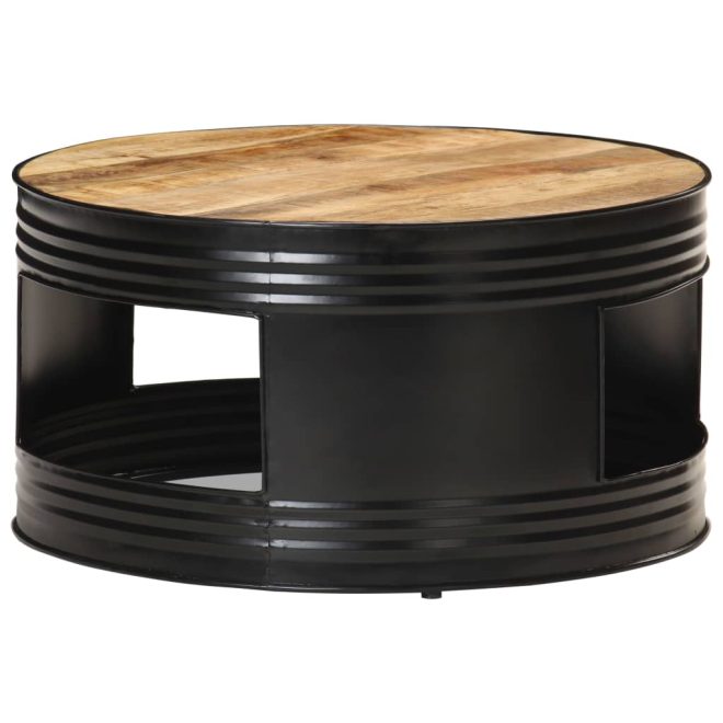 Coffee Table 68x68x36 cm – Black, Solid Mango Wood