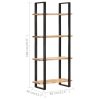 4-Tier Bookcase – 80x40x180 cm, Rough Mango Wood