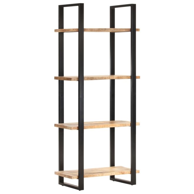 4-Tier Bookcase – 80x40x180 cm, Rough Mango Wood