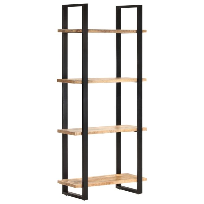 4-Tier Bookcase – 80x40x180 cm, Rough Mango Wood