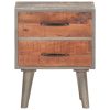 Bidston Bedside Cabinet Grey 40x30x50 cm Solid Rough Mango Wood