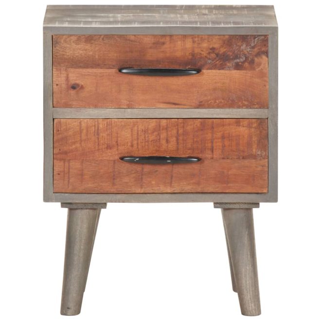 Bidston Bedside Cabinet Grey 40x30x50 cm Solid Rough Mango Wood