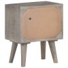 Bidston Bedside Cabinet Grey 40x30x50 cm Solid Rough Mango Wood