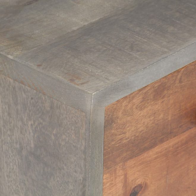 Bidston Bedside Cabinet Grey 40x30x50 cm Solid Rough Mango Wood