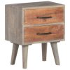 Bidston Bedside Cabinet Grey 40x30x50 cm Solid Rough Mango Wood