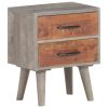 Bidston Bedside Cabinet Grey 40x30x50 cm Solid Rough Mango Wood