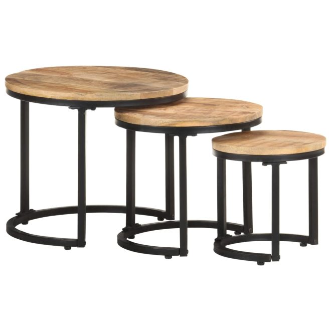 Brislington Side Tables 3 pcs – Rough Mango Wood