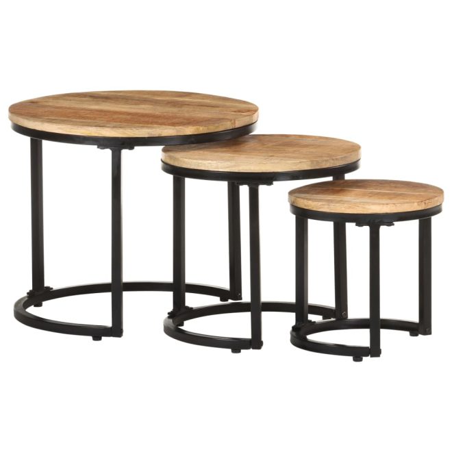 Brislington Side Tables 3 pcs – Rough Mango Wood