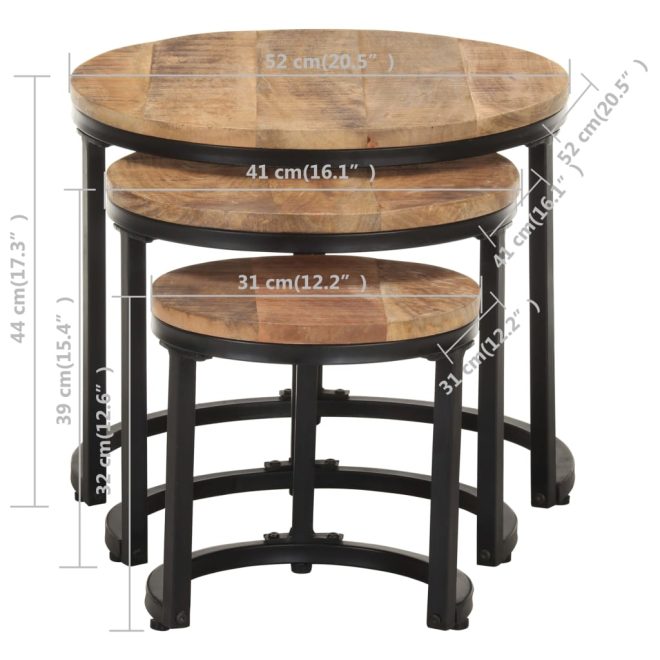 Brislington Side Tables 3 pcs – Rough Mango Wood