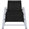 Sun Loungers 2 pcs with Table Aluminium Black