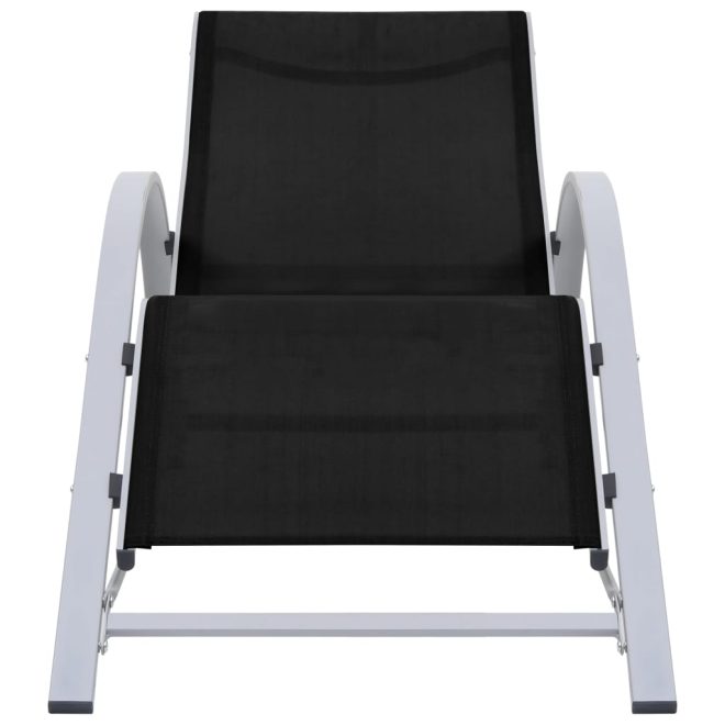 Sun Loungers 2 pcs with Table Aluminium Black