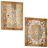 Hand-Carved Wall Panels 2 pcs Solid Mango Wood – 40x40x1.5 cm