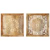 Hand-Carved Wall Panels 2 pcs Solid Mango Wood – 40x40x1.5 cm