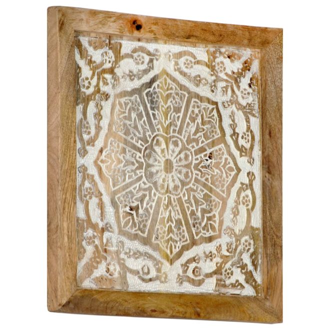 Hand-Carved Wall Panels 2 pcs Solid Mango Wood – 40x40x1.5 cm