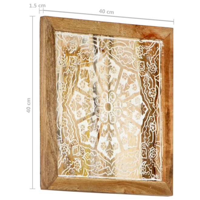 Hand-Carved Wall Panels 2 pcs Solid Mango Wood – 40x40x1.5 cm