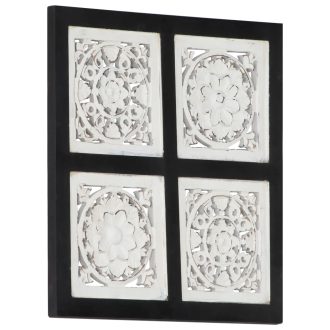 Hand-Carved Wall Panel MDF Black and White