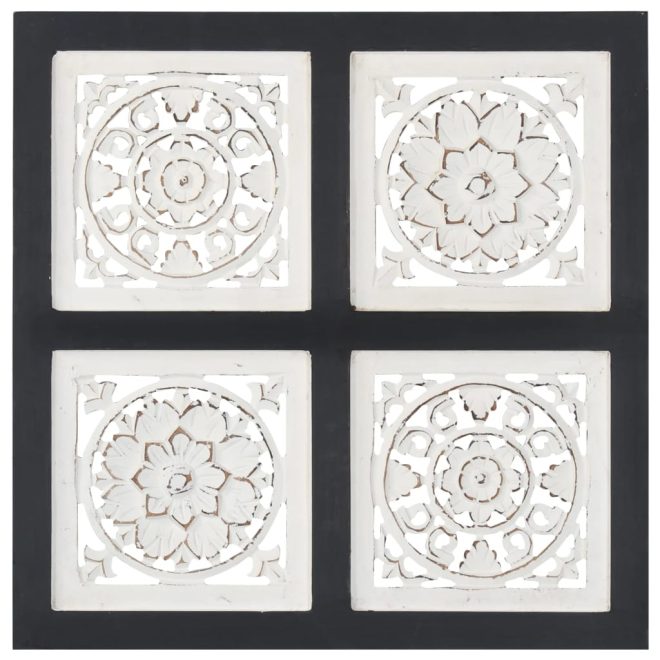 Hand-Carved Wall Panel MDF Black and White – 40x40x1.5 cm