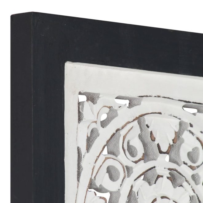 Hand-Carved Wall Panel MDF Black and White – 40x40x1.5 cm