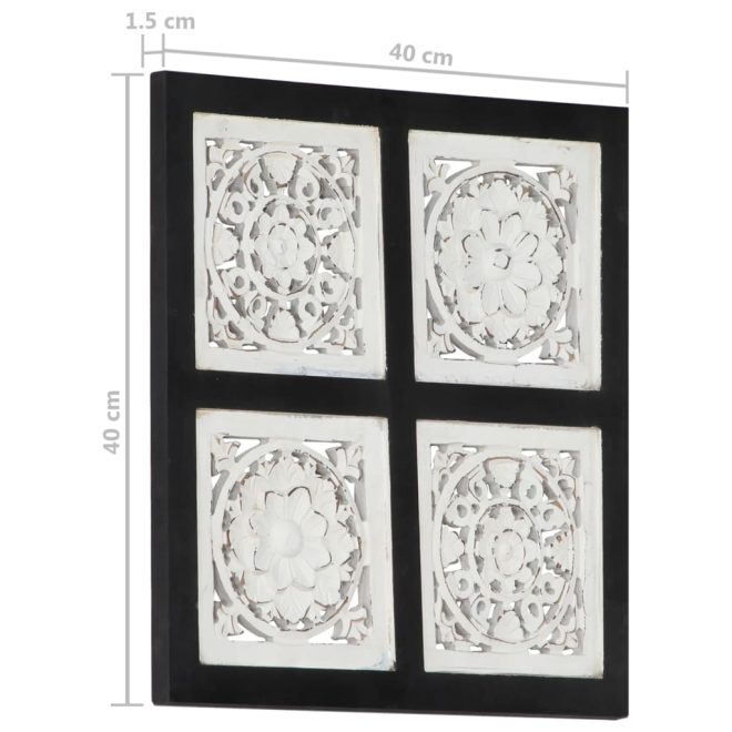 Hand-Carved Wall Panel MDF Black and White – 40x40x1.5 cm