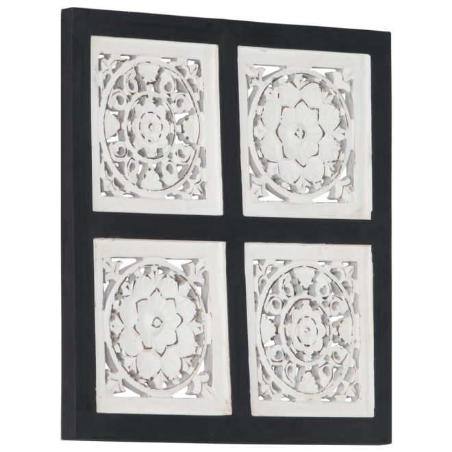 Hand-Carved Wall Panel MDF Black and White – 40x40x1.5 cm