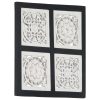 Hand-Carved Wall Panel MDF Black and White – 40x40x1.5 cm